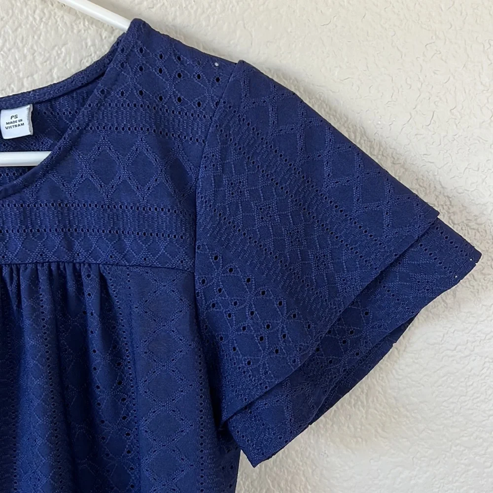 Kim Rogers Navy Blue Crochet Top